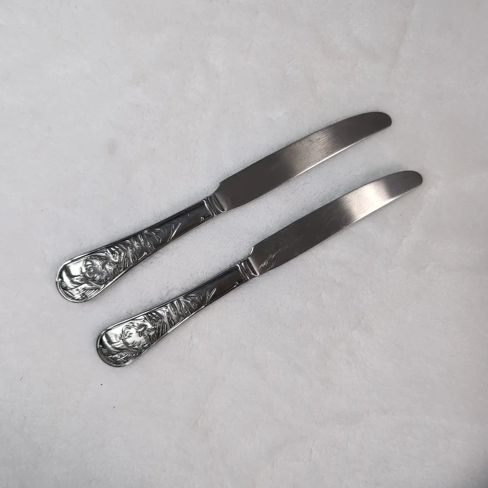 Cambridge Stainless Steel Butter Knives Set Elk Deer Wildlife Embossed Handle‎